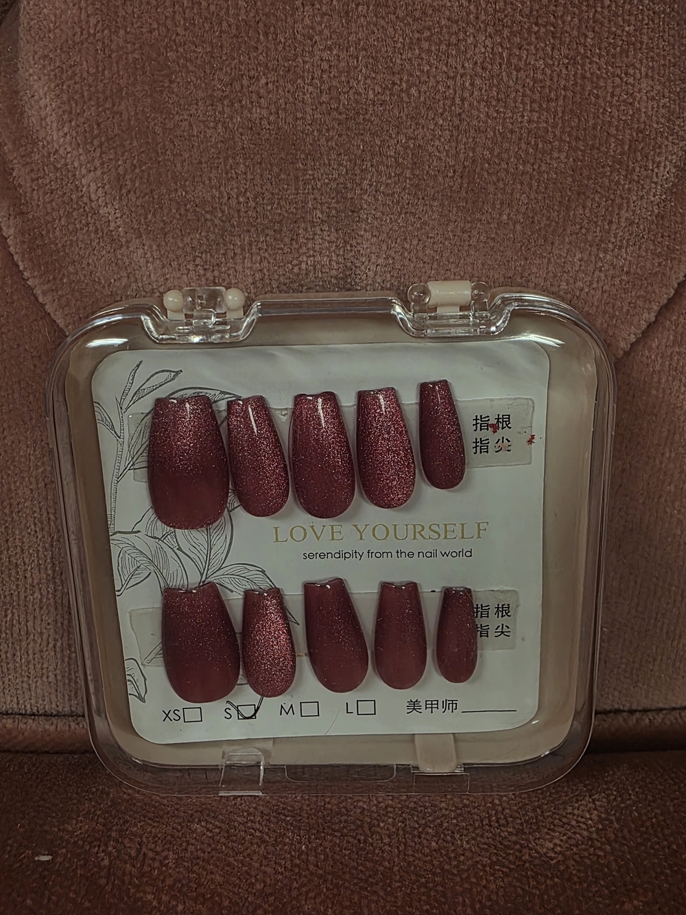 Glitter Wine Red Press-On Nail Set